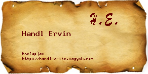 Handl Ervin névjegykártya